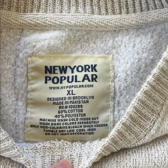 🤍 New York Popular Seattle Crewneck Sweatshirt Size XL Oatmeal Brown Unisex - Picture 5 of 8